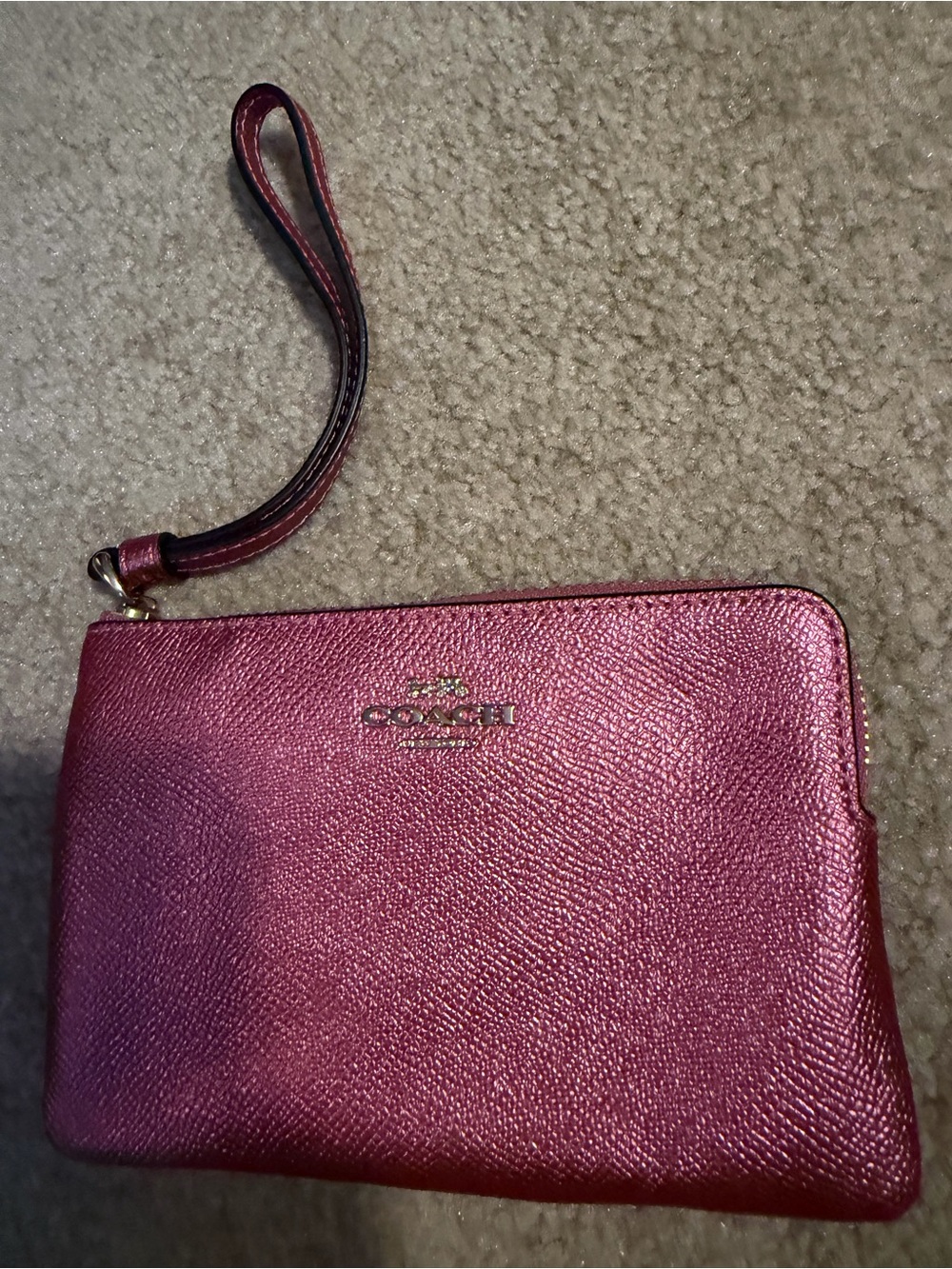 Coach Metallic Rose Pink Wristlet Clutch